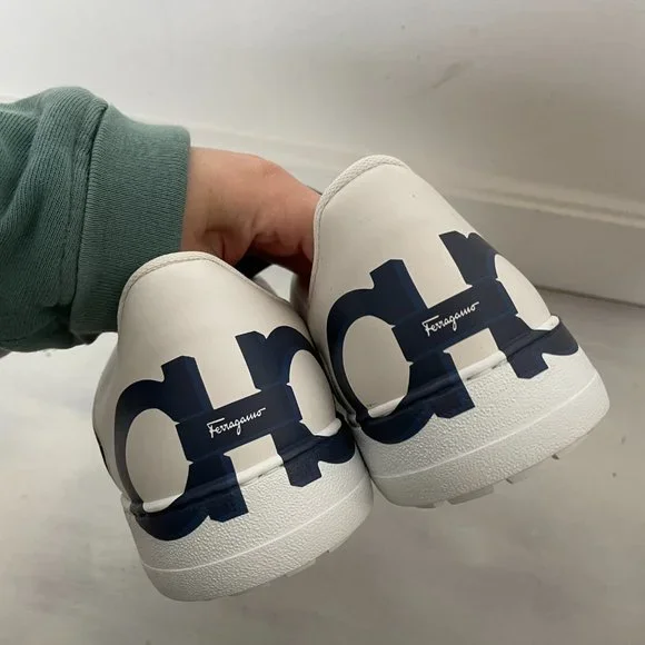 ❌SOLD❌Salvatore Ferragamo Manhattan Leather  Gancini-print Sneaker in White - Picture 7 of 9